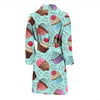 Cupcake Blue Pattern Print Men Long Robe-grizzshop