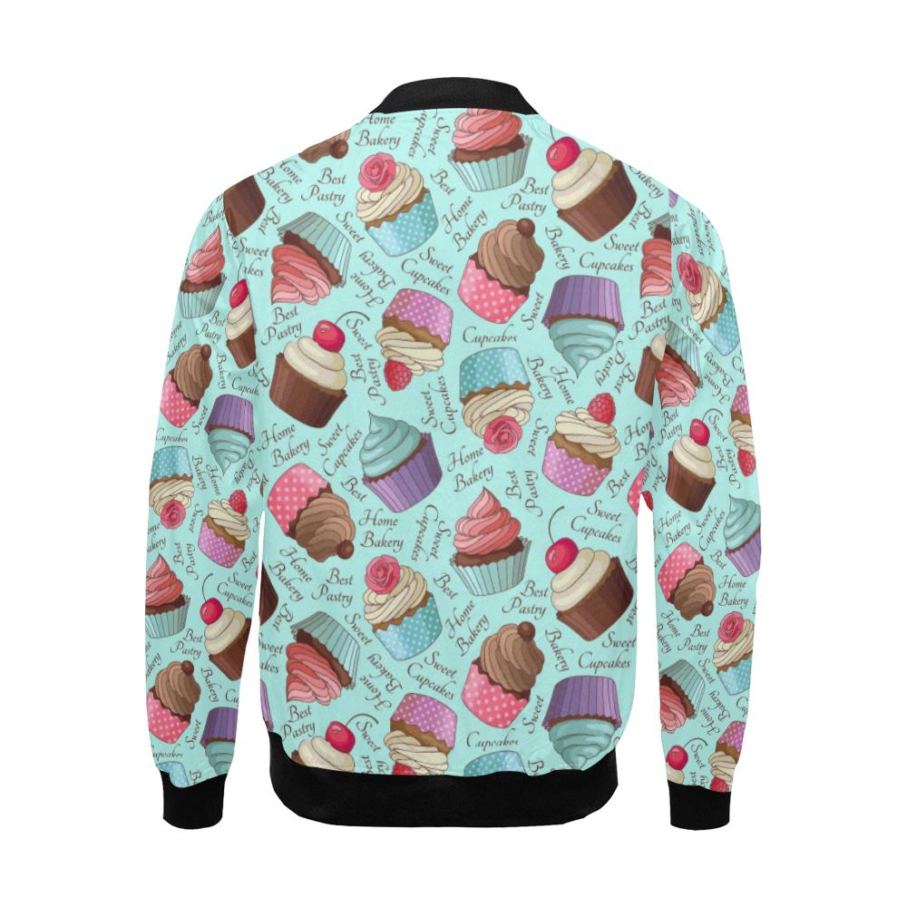 Cupcake Blue Pattern Print Men's Bomber Jacket-grizzshop