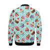 Cupcake Blue Pattern Print Men's Bomber Jacket-grizzshop