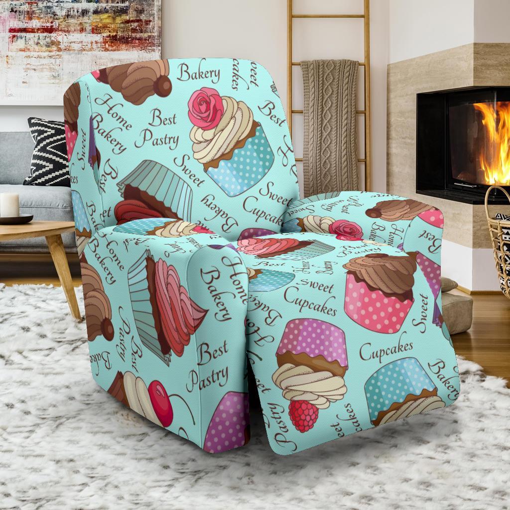 Cupcake Blue Pattern Print Recliner Cover-grizzshop