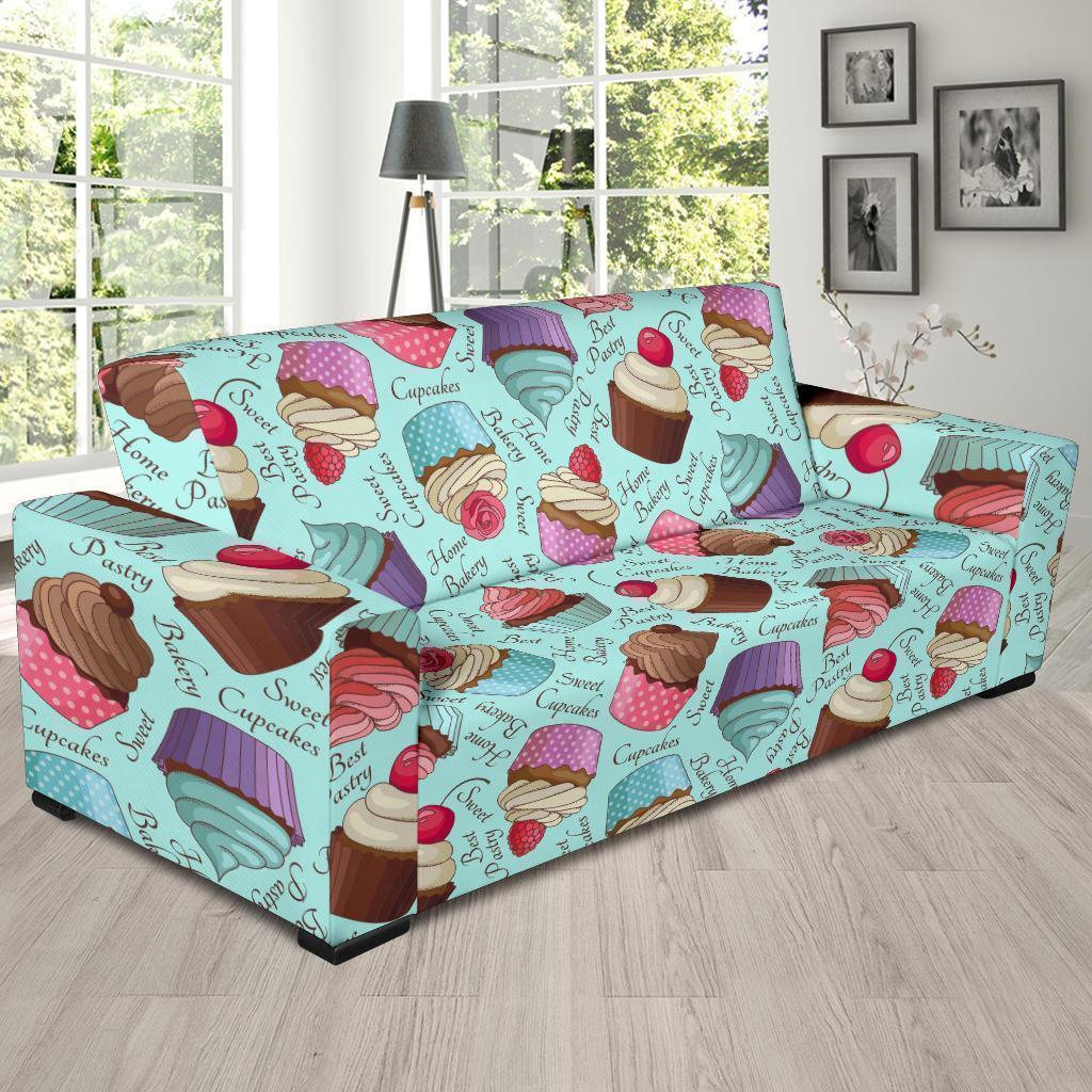 Cupcake Blue Pattern Print Sofa Covers-grizzshop