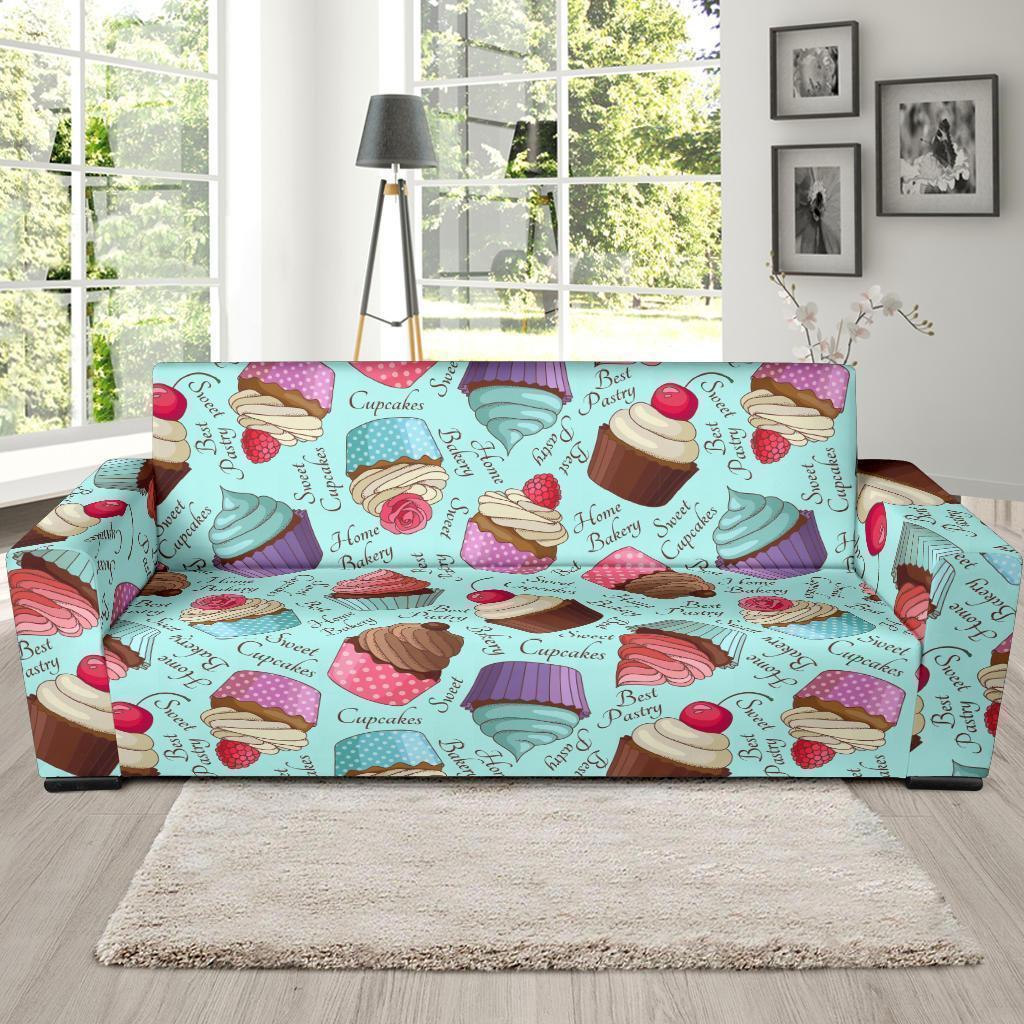 Cupcake Blue Pattern Print Sofa Covers-grizzshop