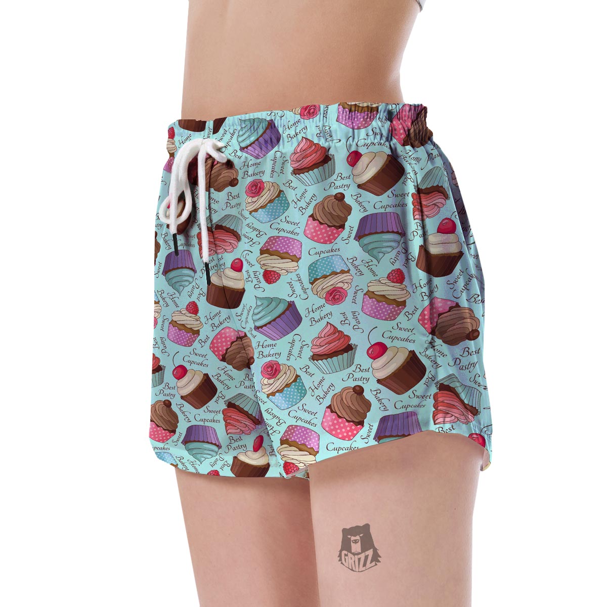 Cupcake Blue Pattern Print Women's Shorts-grizzshop