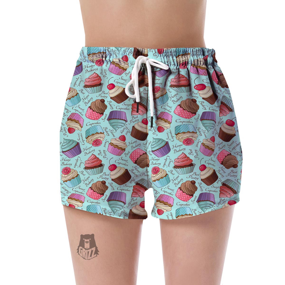 Cupcake Blue Pattern Print Women's Shorts-grizzshop