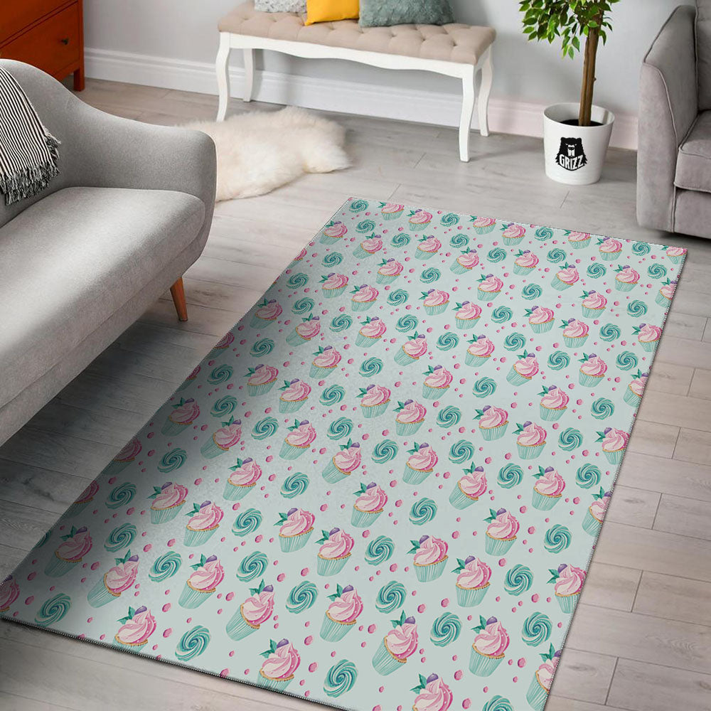 Cupcake Cartoon Print Pattern Floor Mat-grizzshop