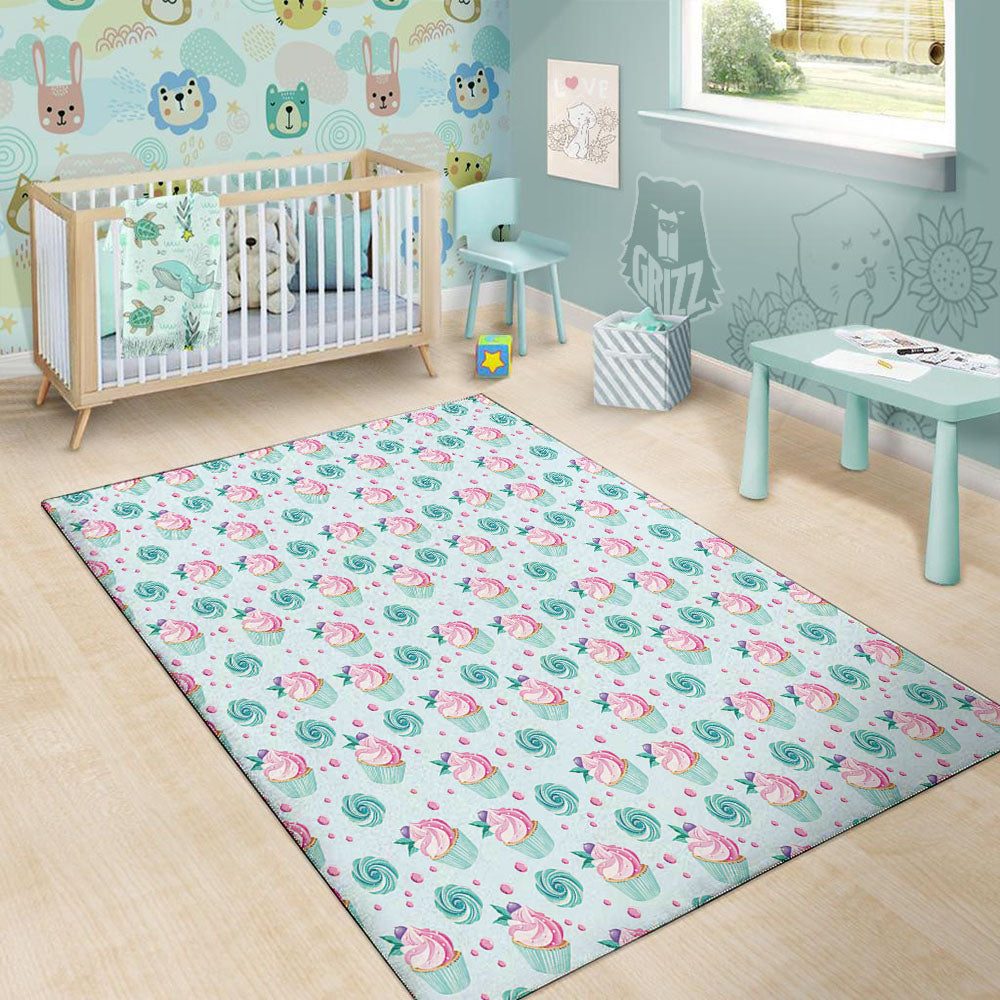 Cupcake Cartoon Print Pattern Floor Mat-grizzshop