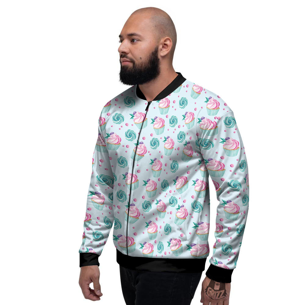 Cupcake Cartoon Print Pattern Men's Bomber Jacket-grizzshop