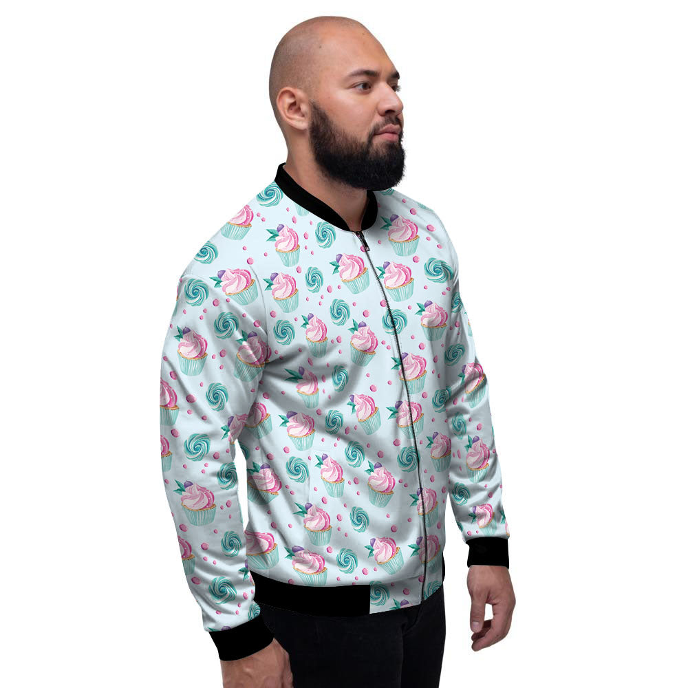 Cupcake Cartoon Print Pattern Men's Bomber Jacket-grizzshop