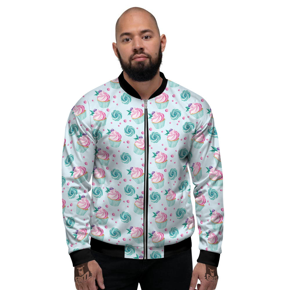 Cupcake Cartoon Print Pattern Men's Bomber Jacket-grizzshop
