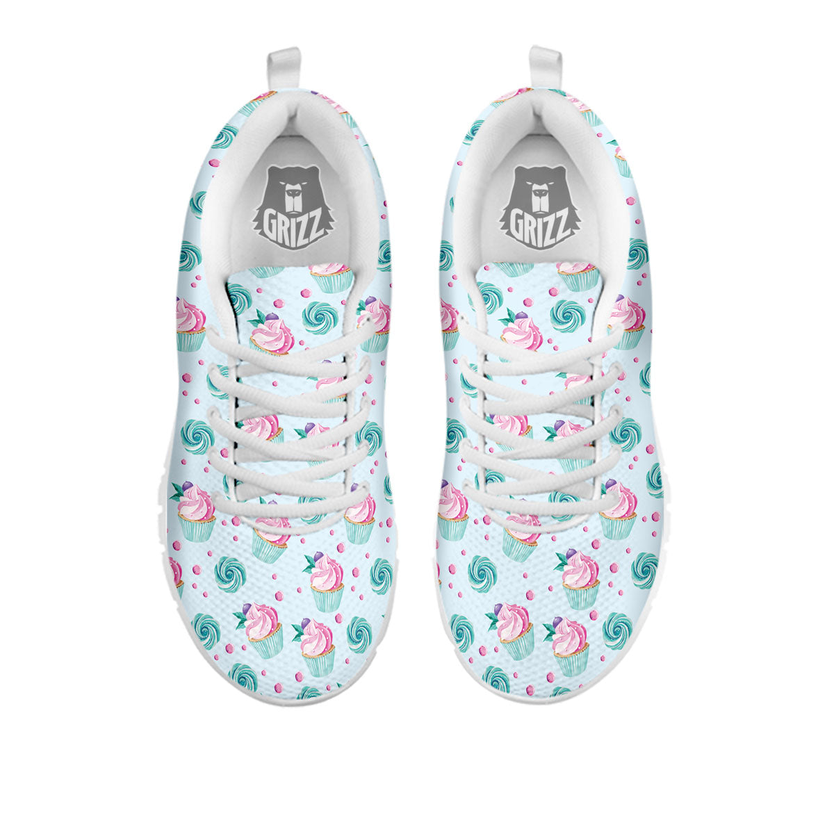 Cupcake Cartoon Print Pattern White Sneaker-grizzshop