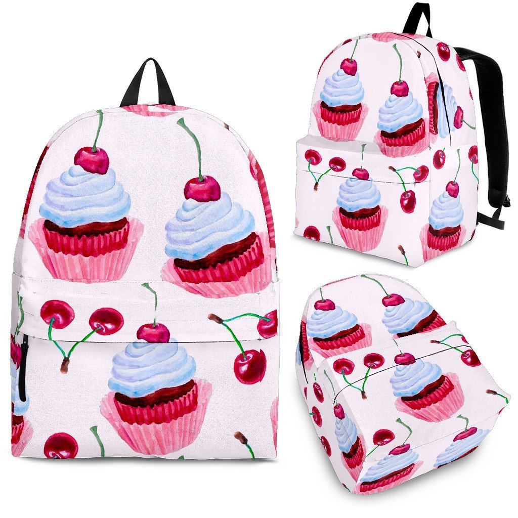 Cupcake Cherry Pattern Print Backpack-grizzshop