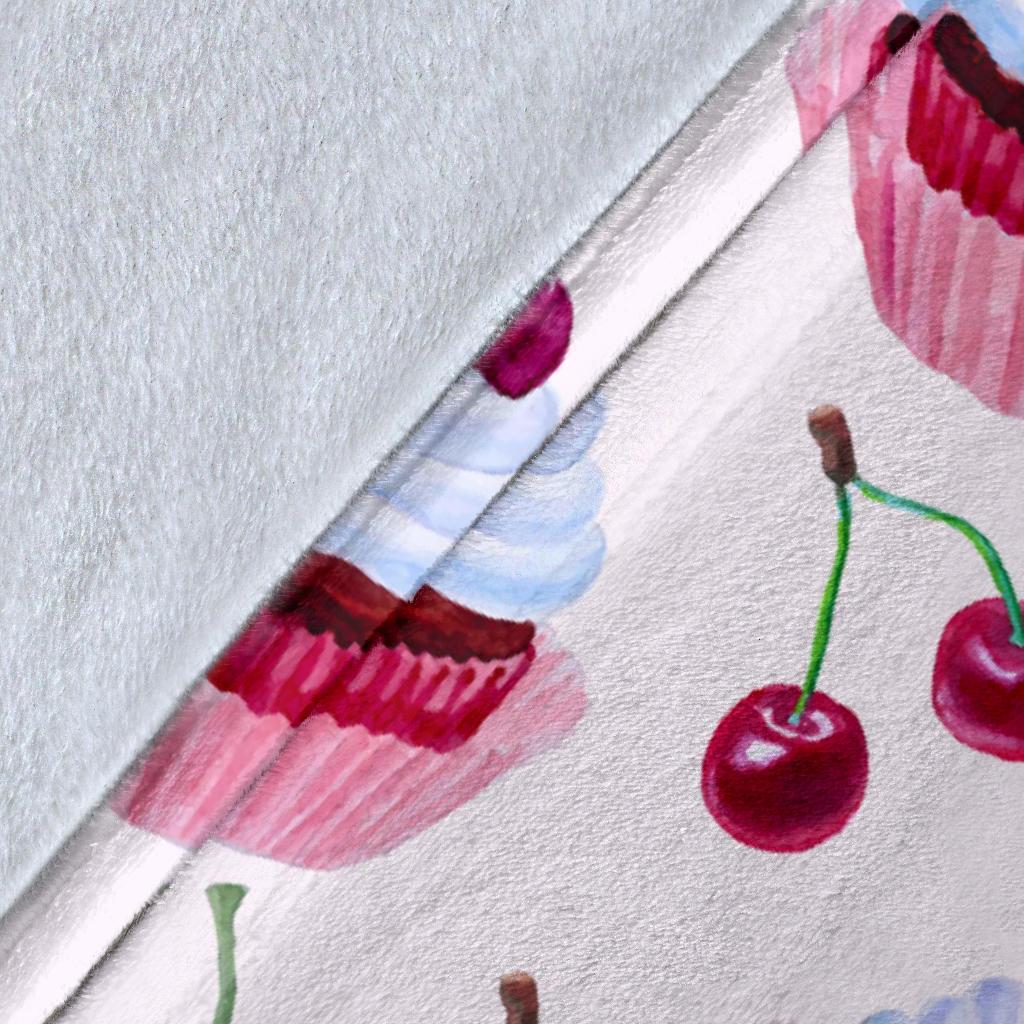 Cupcake Cherry Pattern Print Blanket-grizzshop