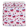 Cupcake Cherry Pattern Print Duvet Cover Bedding Set-grizzshop