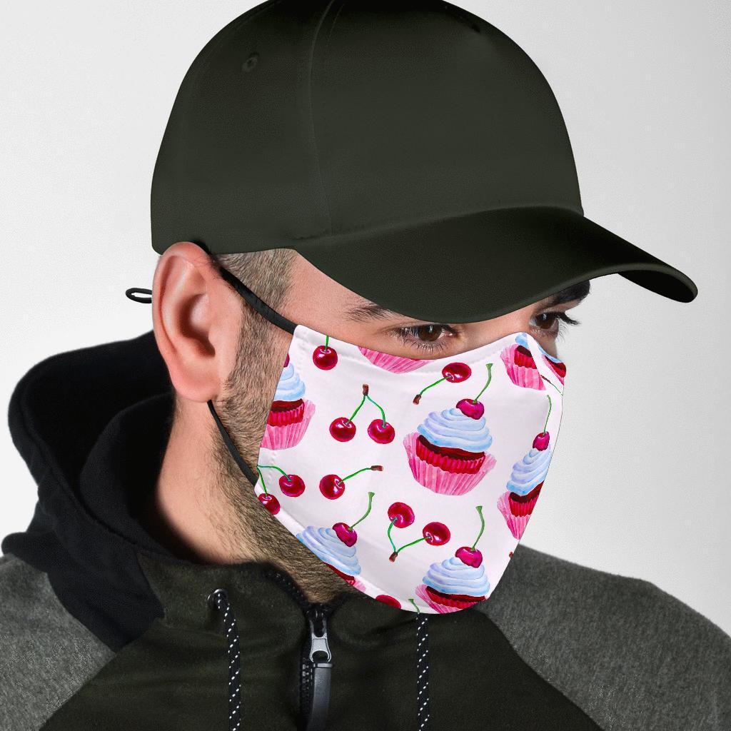 Cupcake Cherry Pattern Print Face Mask-grizzshop