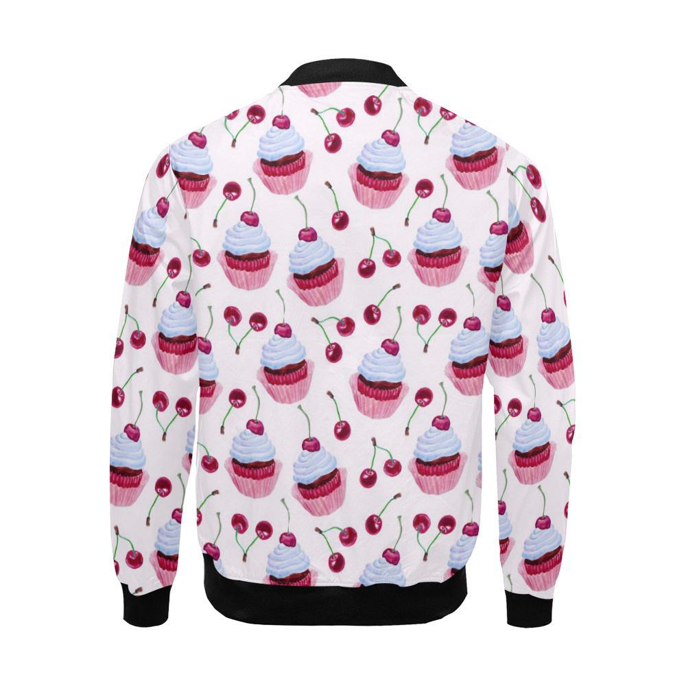 Cupcake Cherry Pattern Print Men's Bomber Jacket-grizzshop