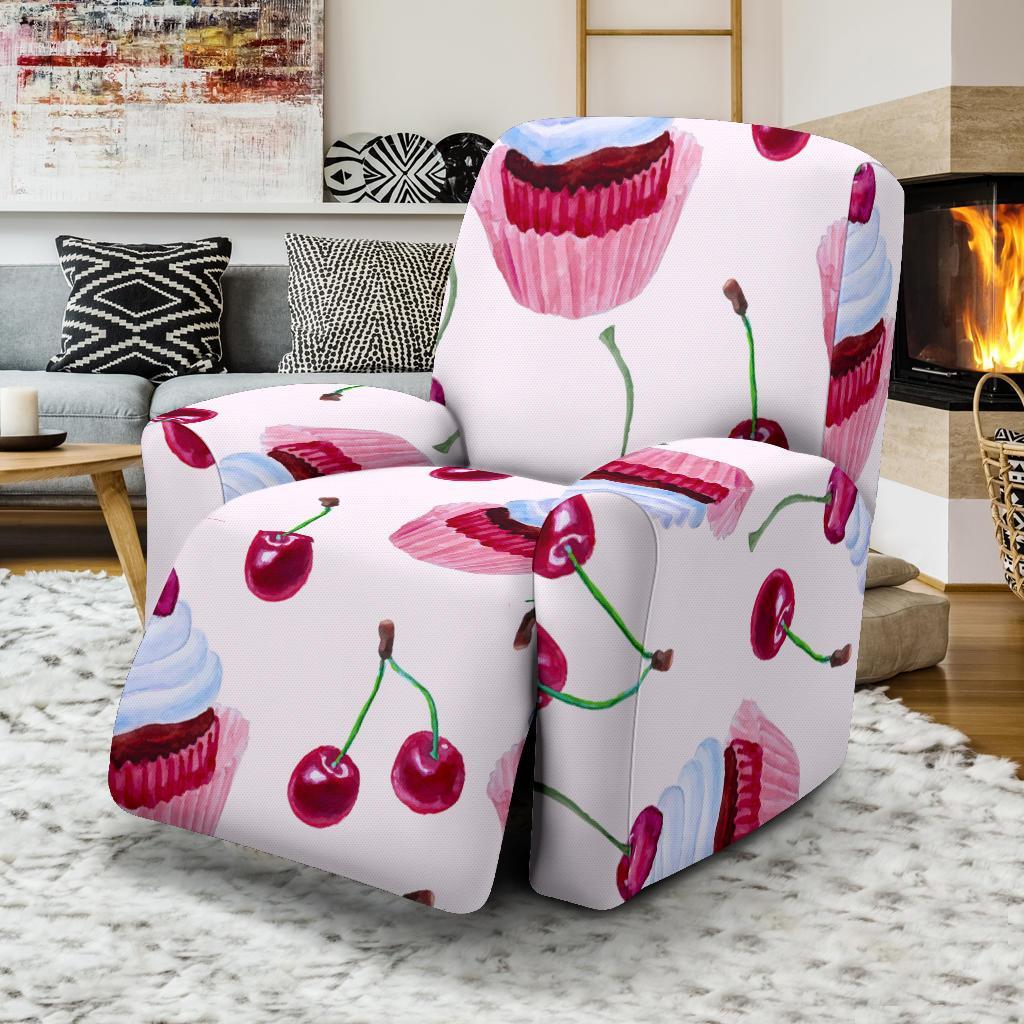 Cupcake Cherry Pattern Print Recliner Cover-grizzshop