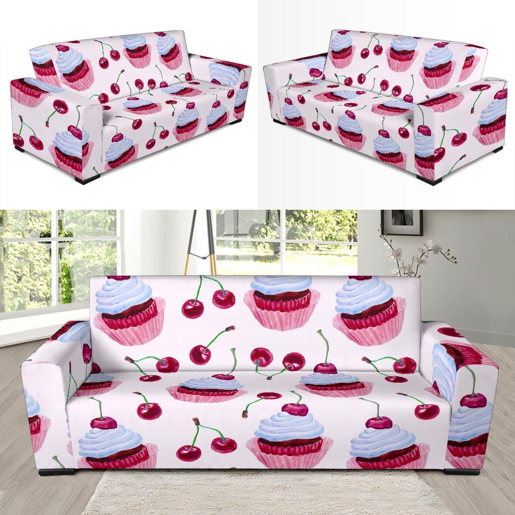 Cupcake Cherry Pattern Print Sofa Covers-grizzshop