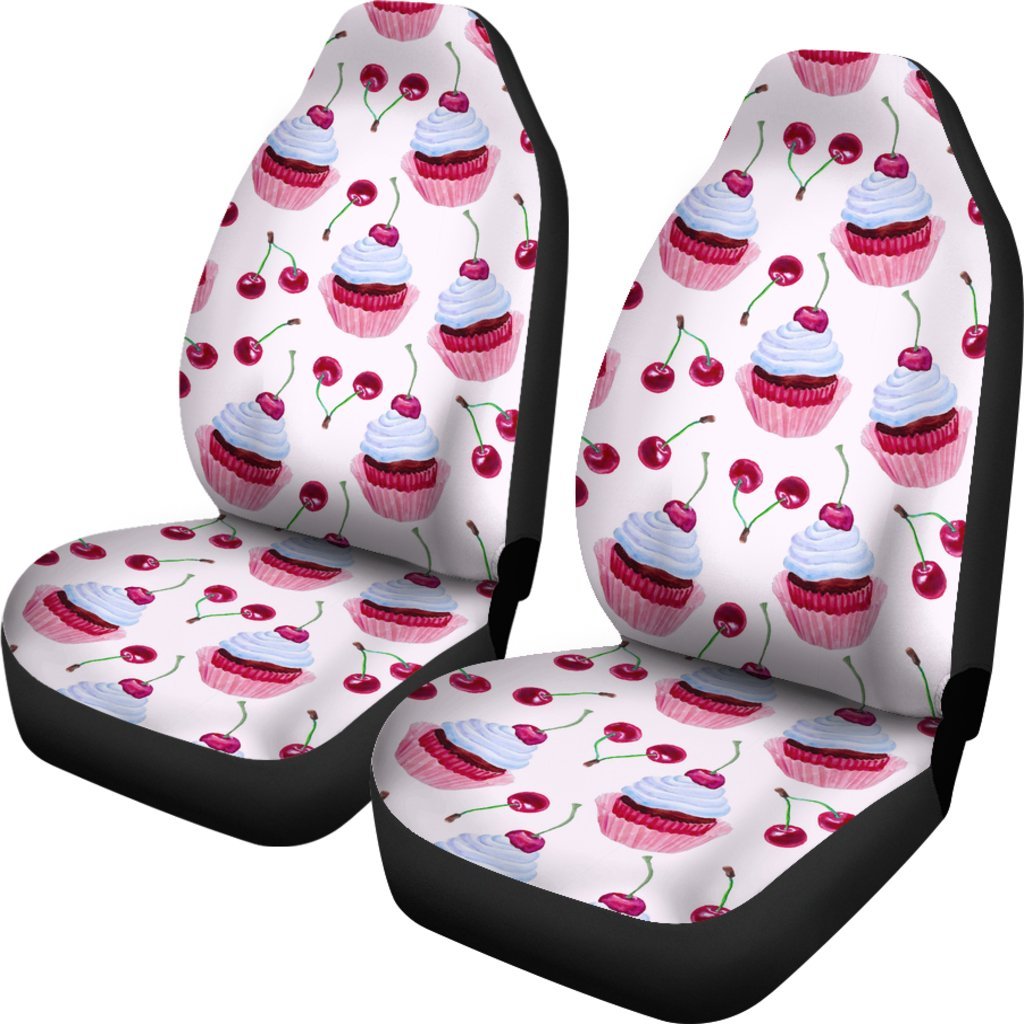 Cupcake Cherry Pattern Print Universal Fit Car Seat Cover-grizzshop