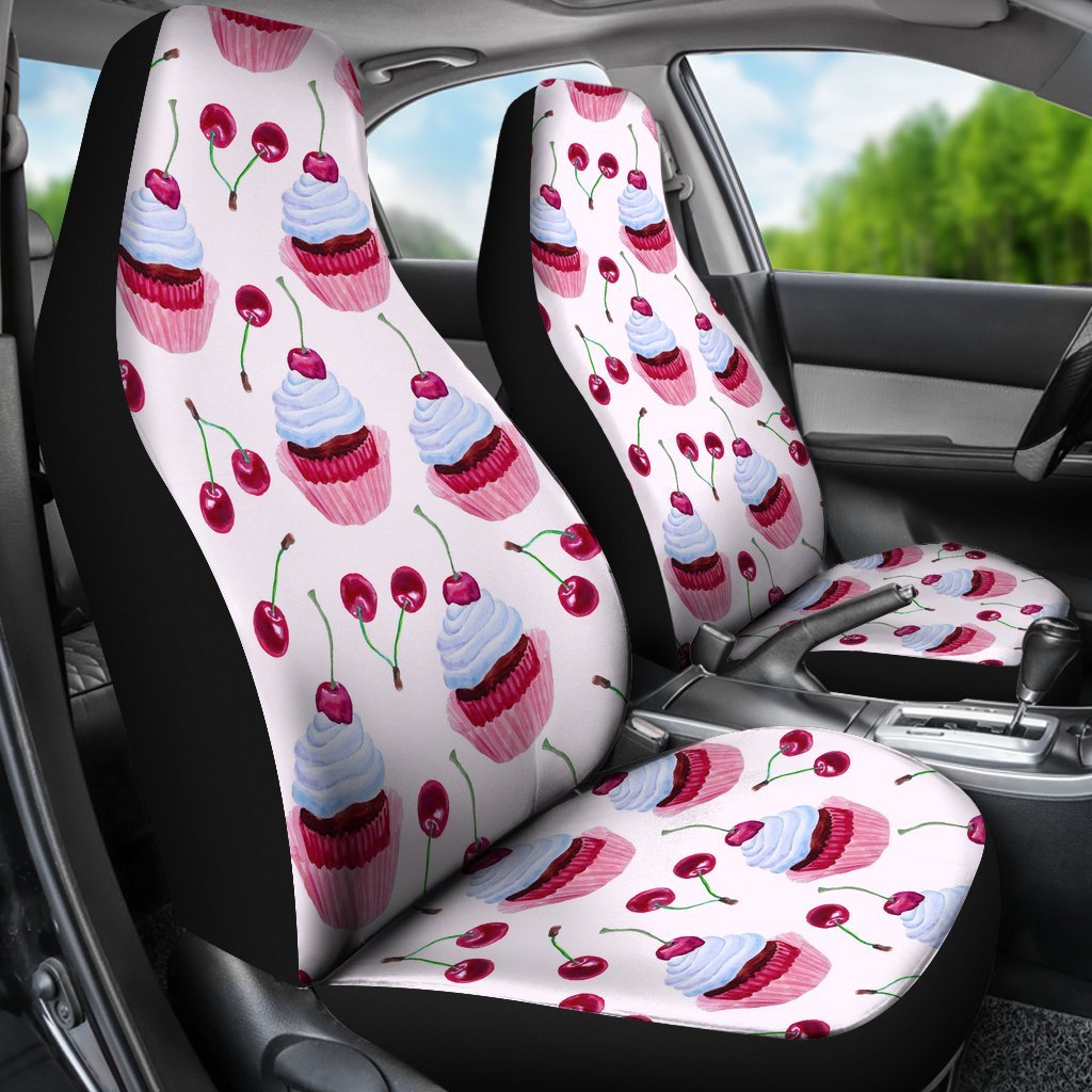 Cupcake Cherry Pattern Print Universal Fit Car Seat Cover-grizzshop