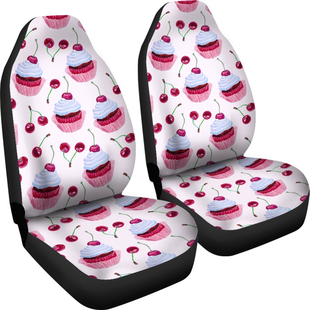 Cupcake Cherry Pattern Print Universal Fit Car Seat Cover-grizzshop