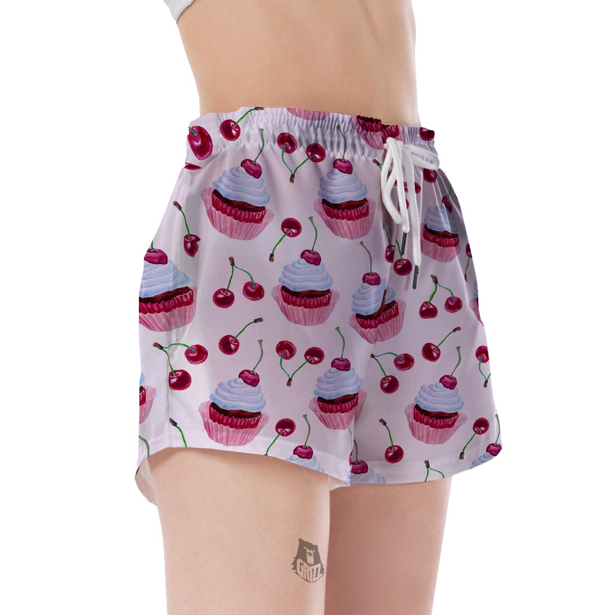 Cupcake Cherry Pattern Print Women's Shorts-grizzshop
