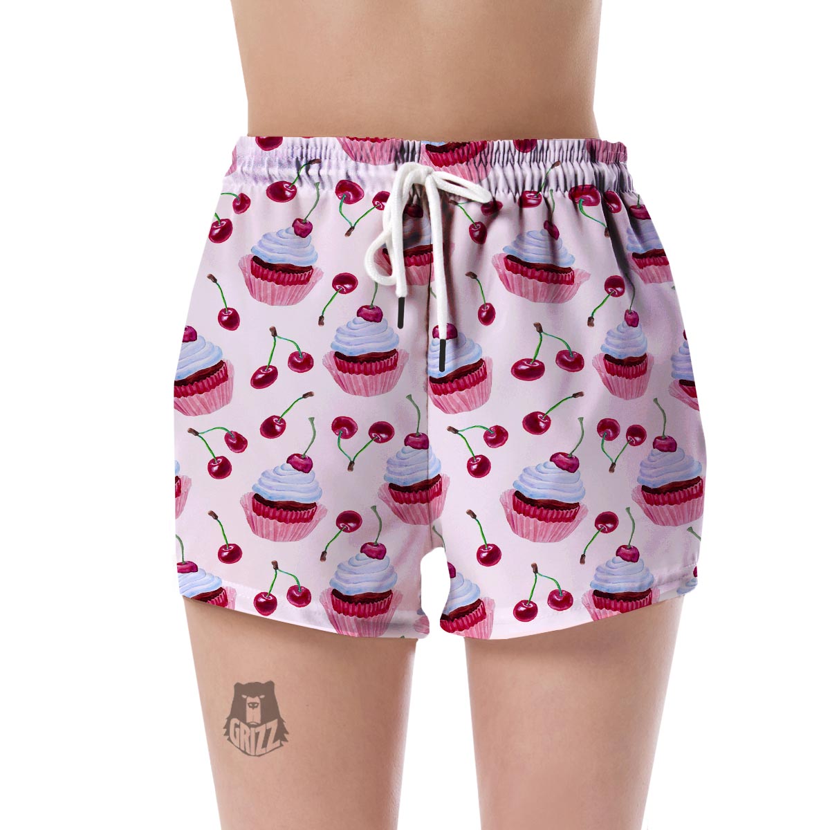 Cupcake Cherry Pattern Print Women's Shorts-grizzshop