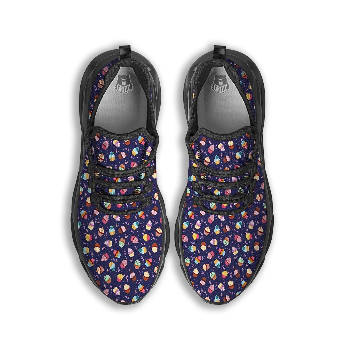 Cupcake Cute Print Pattern Black Running Shoes-grizzshop