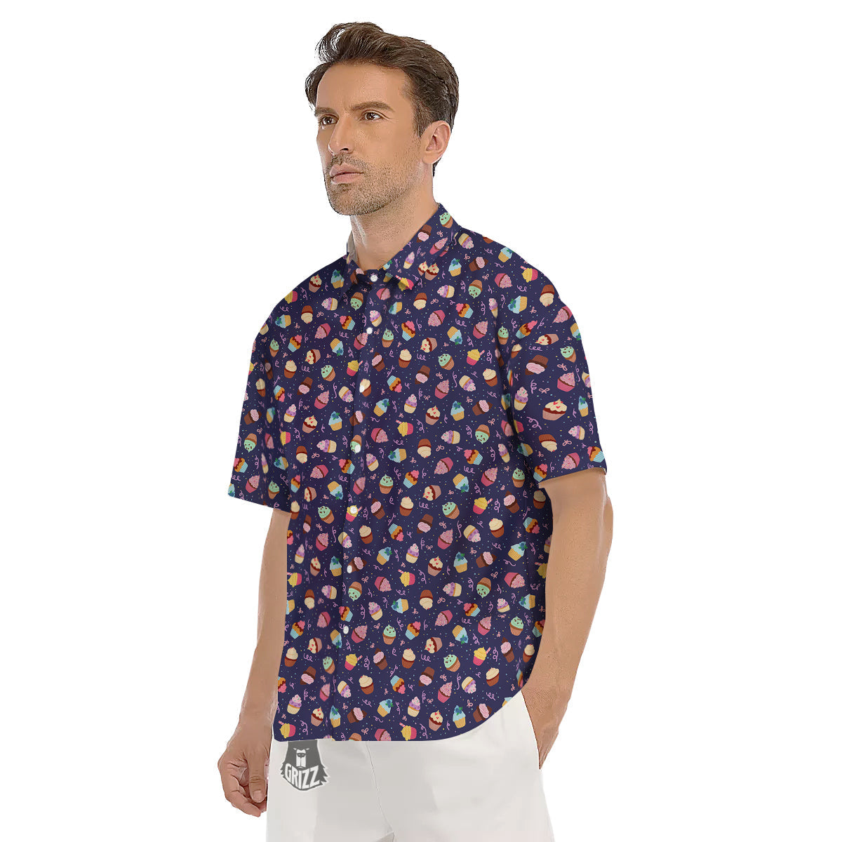 Cupcake Cute Print Pattern Men's Short Sleeve Shirts-grizzshop