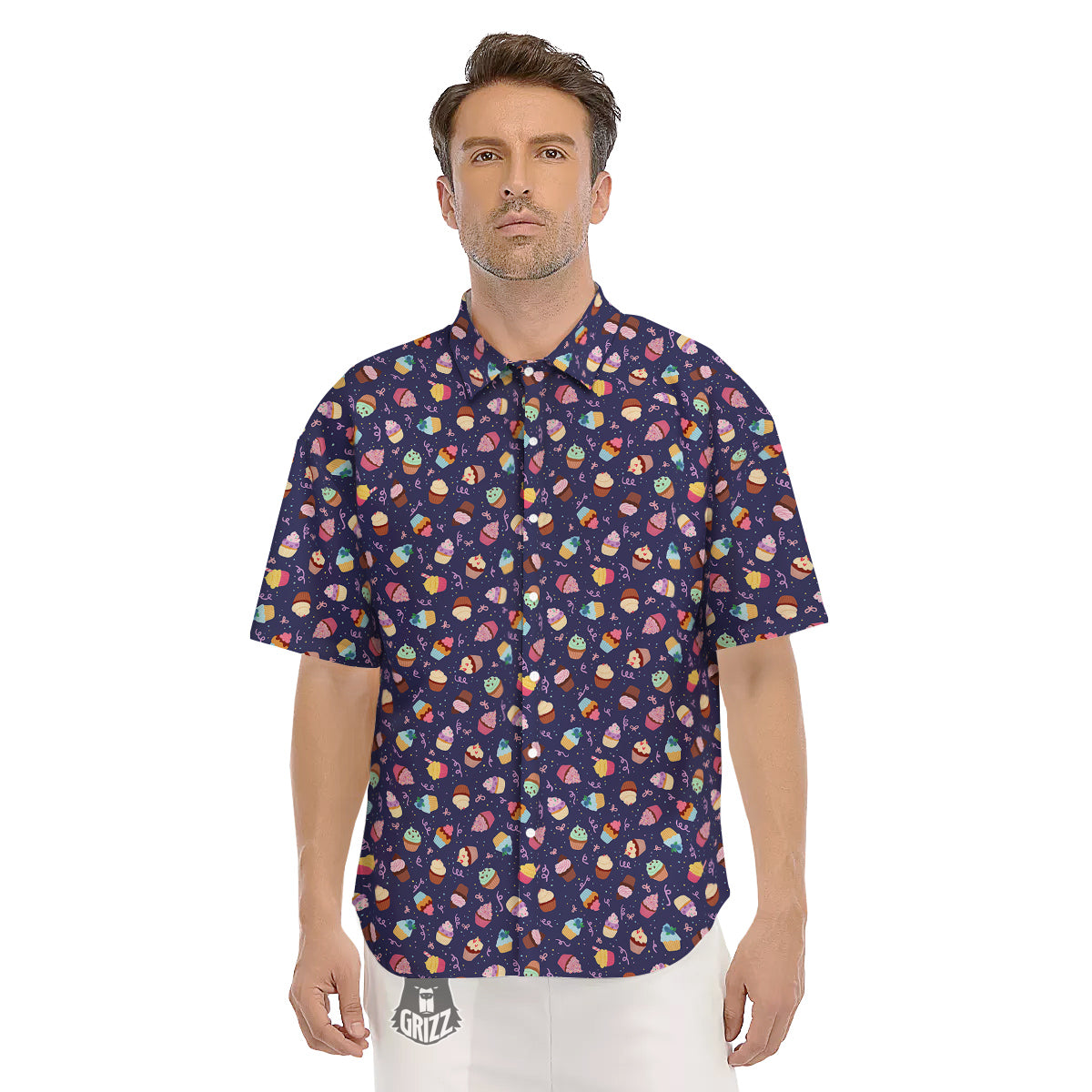 Cupcake Cute Print Pattern Men's Short Sleeve Shirts-grizzshop