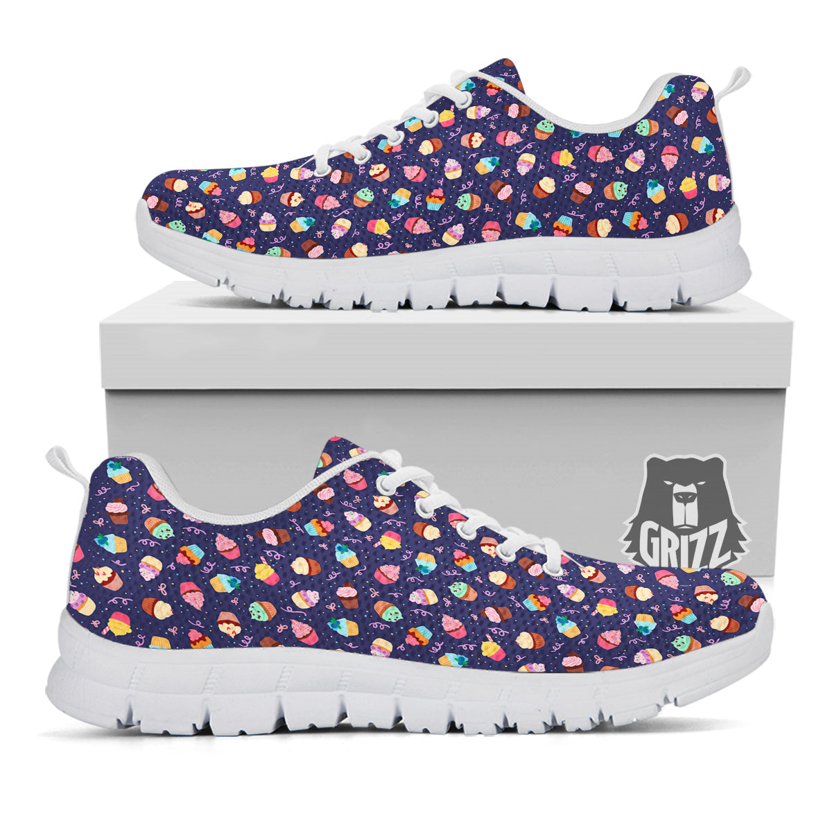 Cupcake Cute Print Pattern White Sneaker-grizzshop