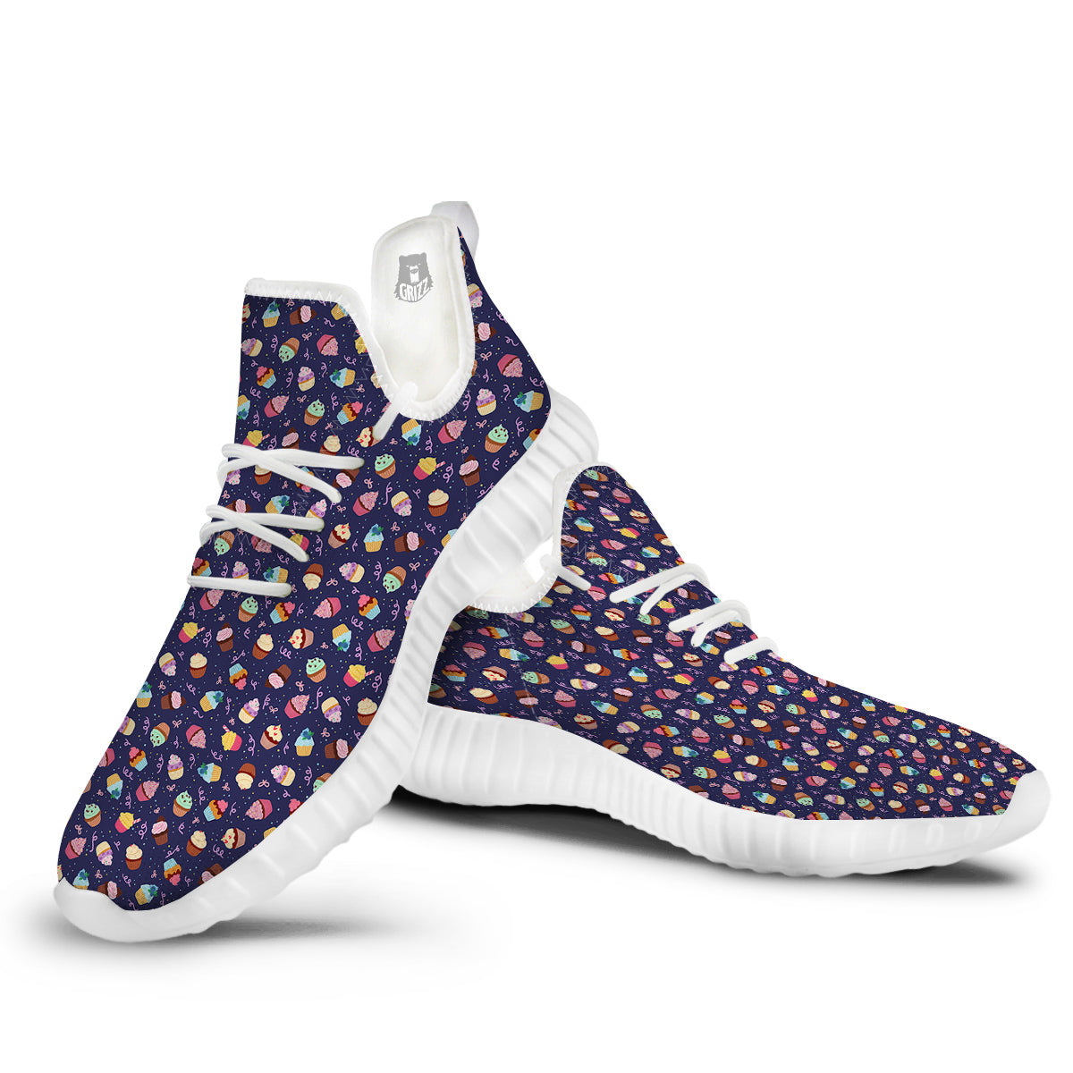Cupcake Cute Print Pattern White Walking Shoes-grizzshop
