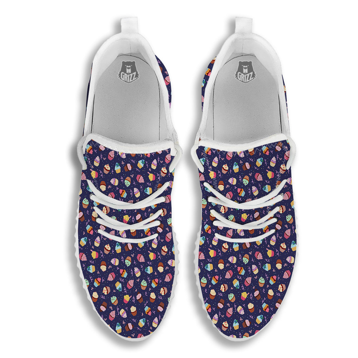 Cupcake Cute Print Pattern White Walking Shoes-grizzshop