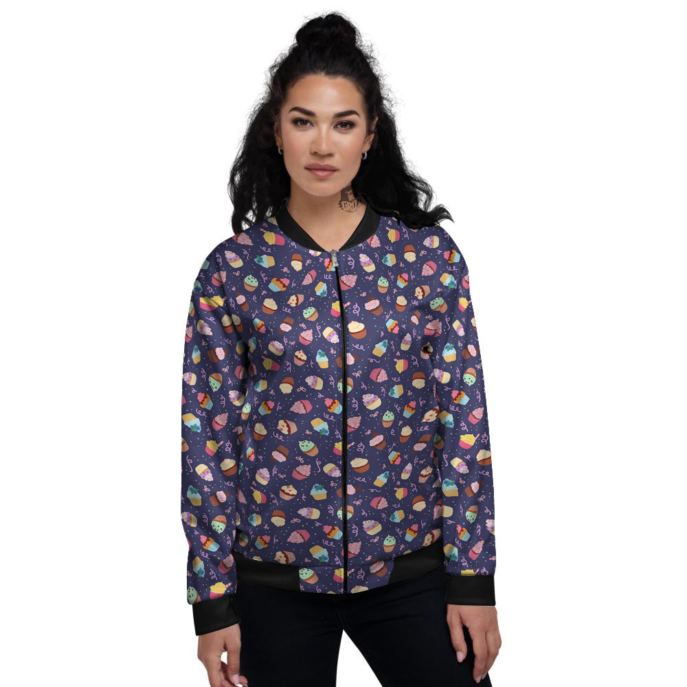 Cupcake Cute Print Pattern Women's Bomber Jacket-grizzshop