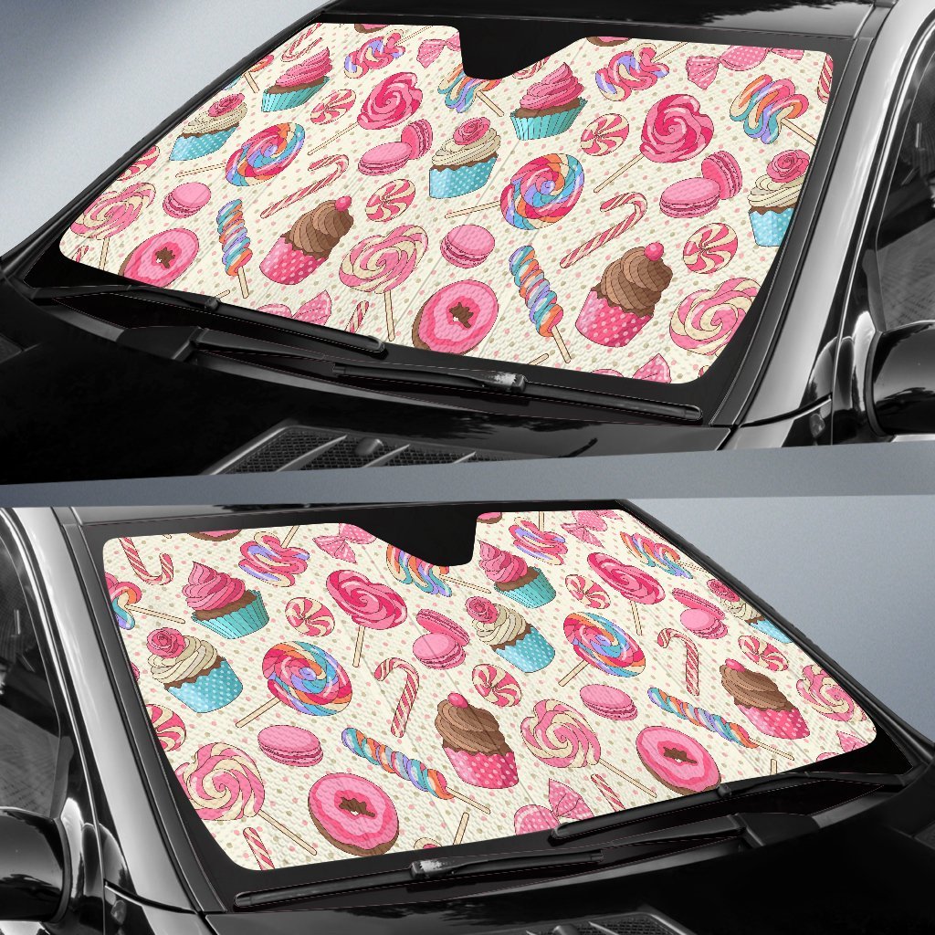 Cupcake Dessert Pattern Print Car Sun Shade-grizzshop