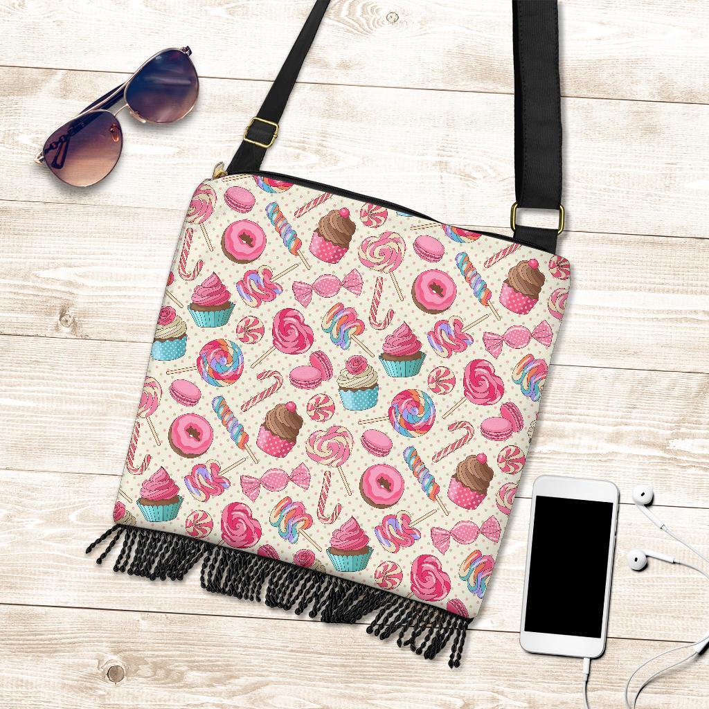 Cupcake Dessert Pattern Print Crossbody Bags-grizzshop