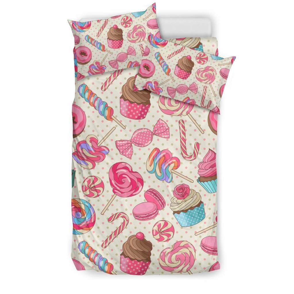 Cupcake Dessert Pattern Print Duvet Cover Bedding Set-grizzshop