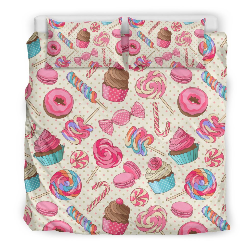 Cupcake Dessert Pattern Print Duvet Cover Bedding Set-grizzshop