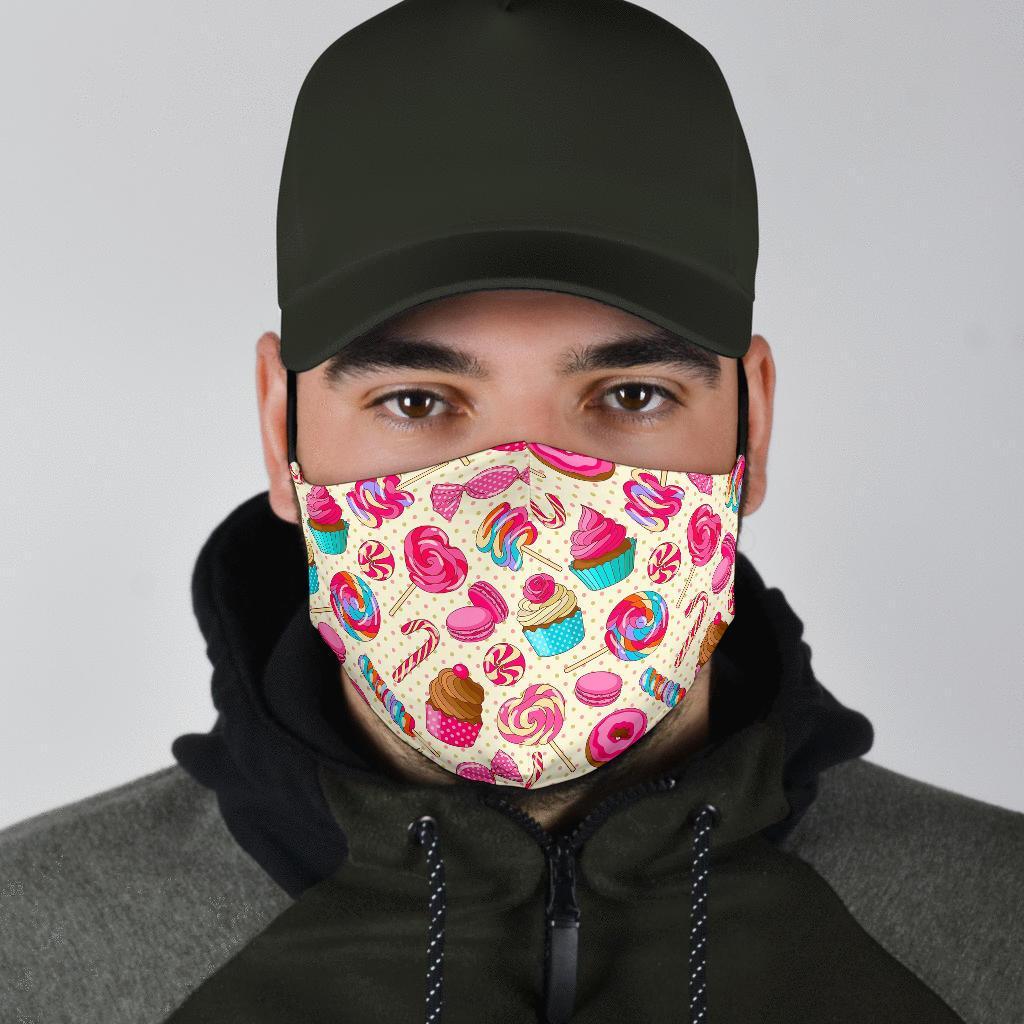 Cupcake Dessert Pattern Print Face Mask-grizzshop