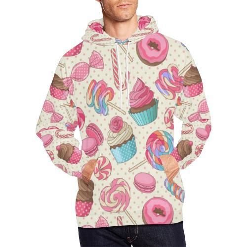 Cupcake Dessert Pattern Print Men Pullover Hoodie-grizzshop