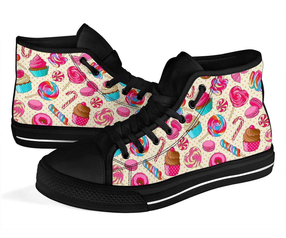 Cupcake Dessert Pattern Print Men Women's High Top Shoes-grizzshop