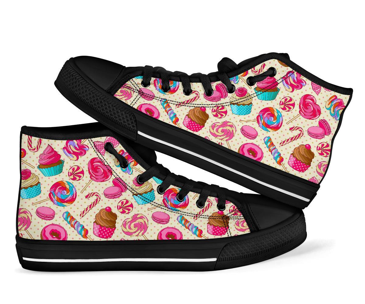 Cupcake Dessert Pattern Print Men Women's High Top Shoes-grizzshop