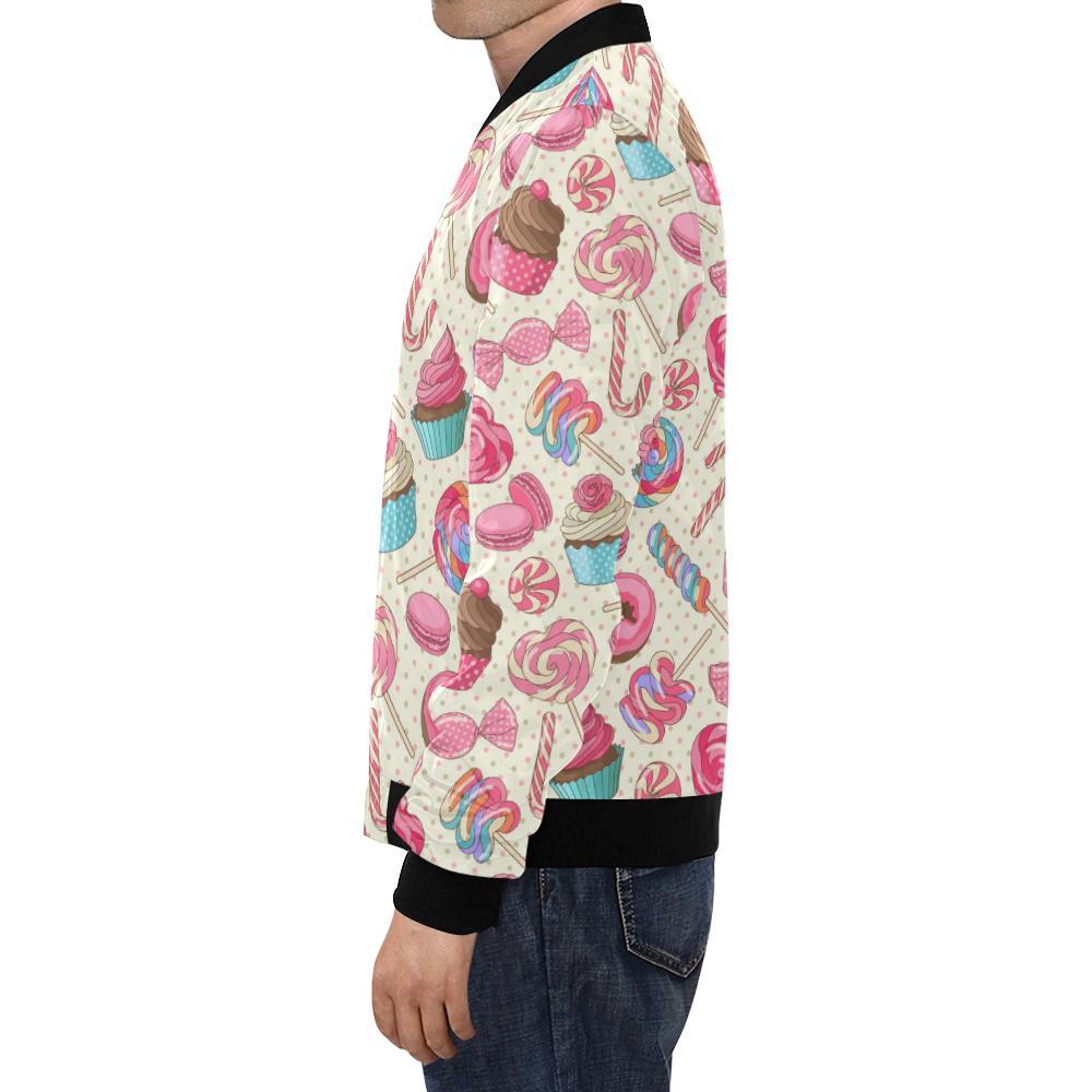 Cupcake Dessert Pattern Print Men's Bomber Jacket-grizzshop