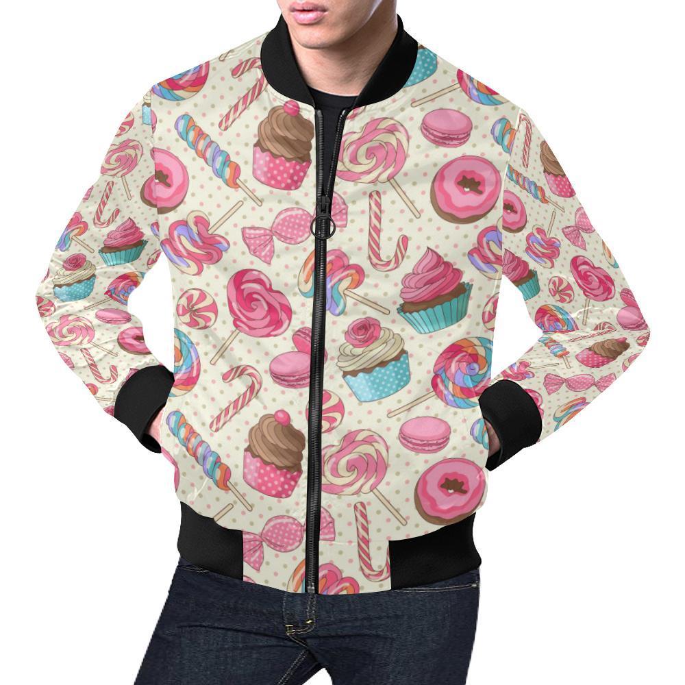 Cupcake Dessert Pattern Print Men's Bomber Jacket-grizzshop