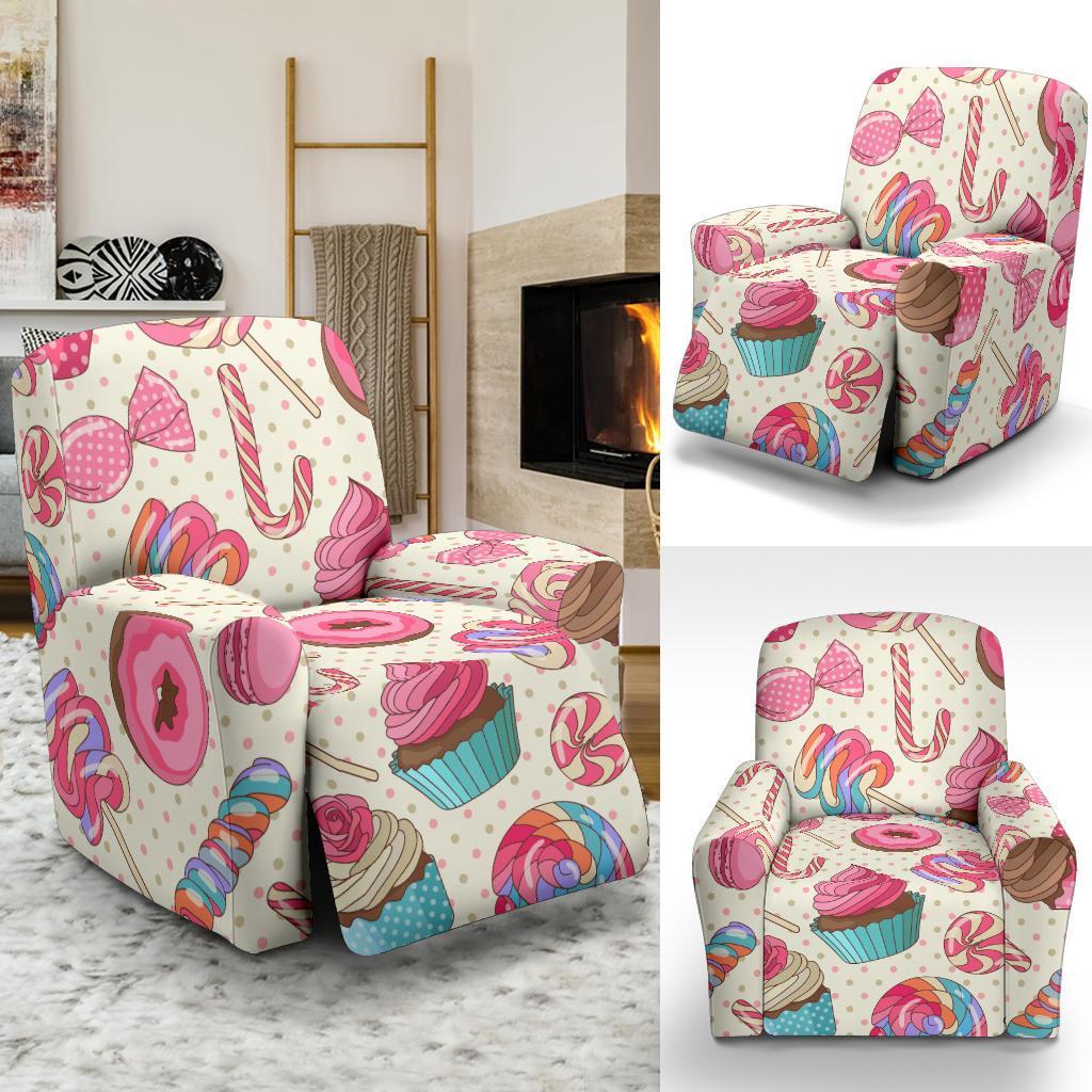 Cupcake Dessert Pattern Print Recliner Cover-grizzshop