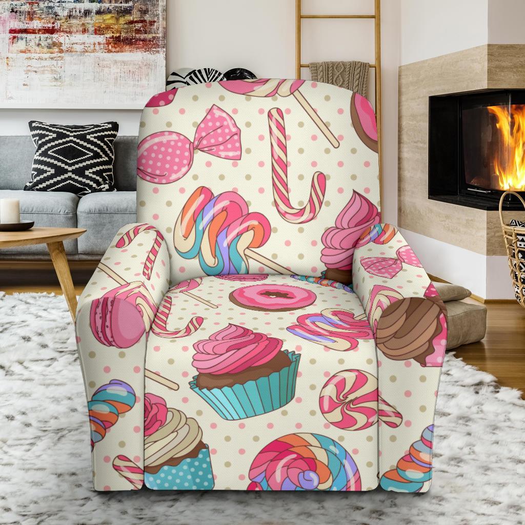 Cupcake Dessert Pattern Print Recliner Cover-grizzshop