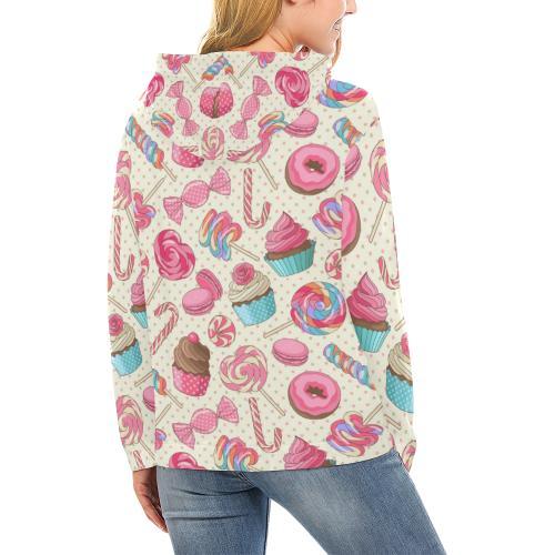 Cupcake Dessert Pattern Print Women Pullover Hoodie-grizzshop