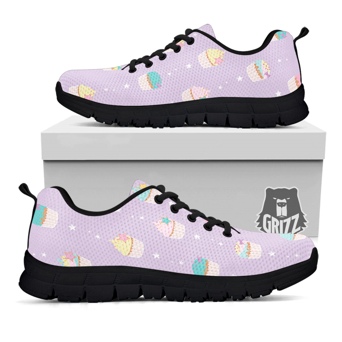 Cupcake Pastel Print Pattern Black Sneaker-grizzshop