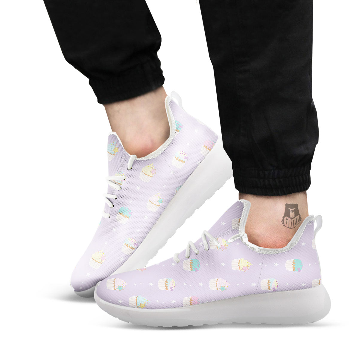 Cupcake Pastel Print Pattern White Athletic Shoes-grizzshop