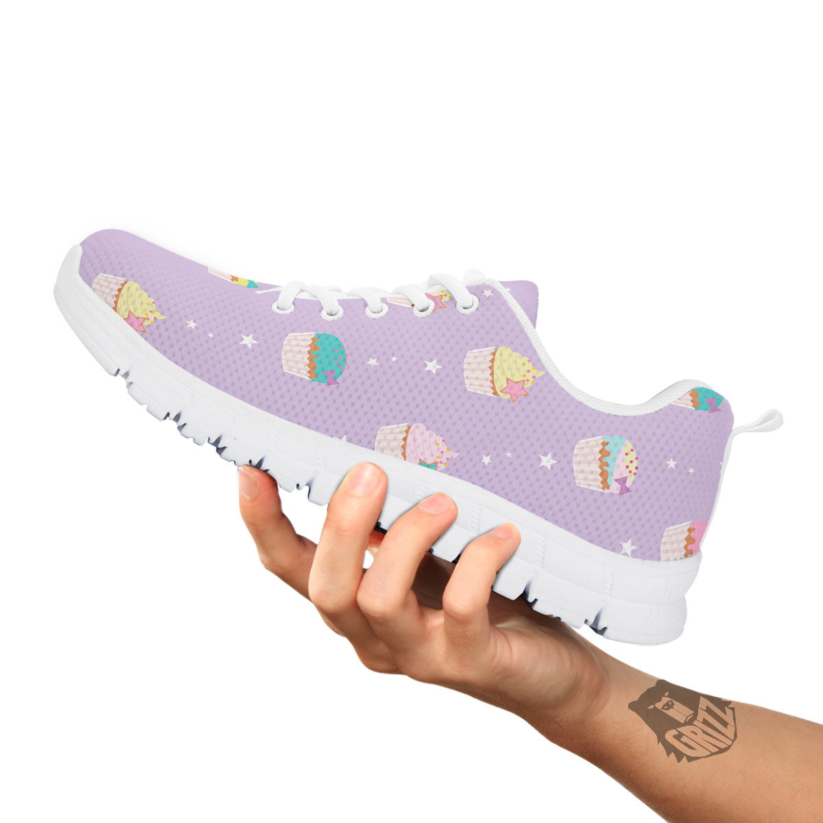 Cupcake Pastel Print Pattern White Sneaker-grizzshop
