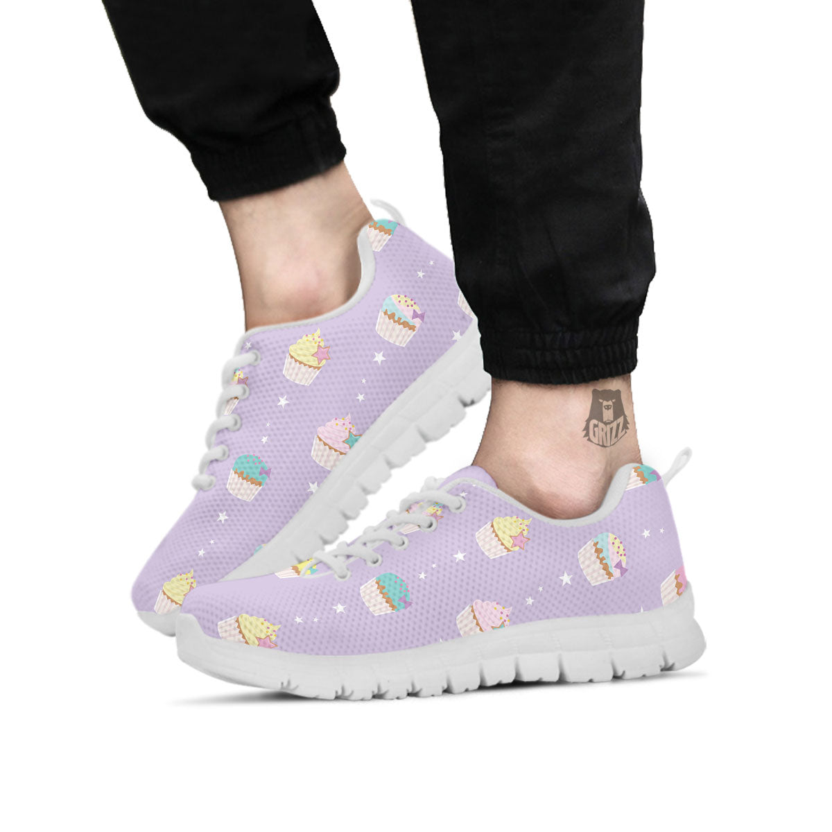 Cupcake Pastel Print Pattern White Sneaker-grizzshop